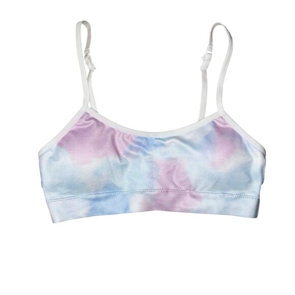 Girls Tie-Dye Adjustable Strap Soft Bra M White/Pink/Blue 1697 - Picture 1 of 3